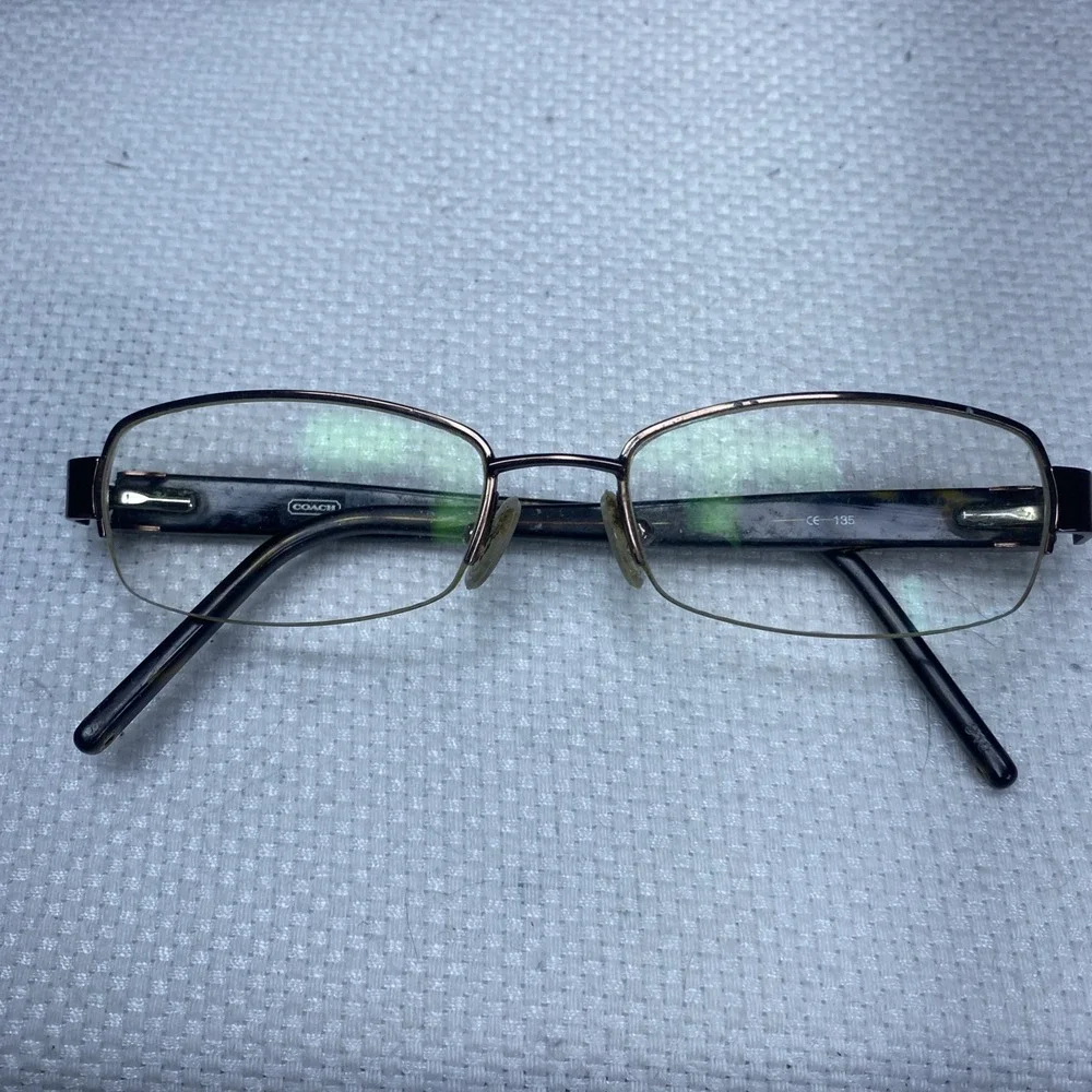 Coach Jasmine (224) Eyeglasses Amber Horn‎ Rectangular Half Rim Frames 51-17-135